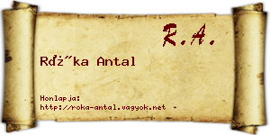 Róka Antal névjegykártya